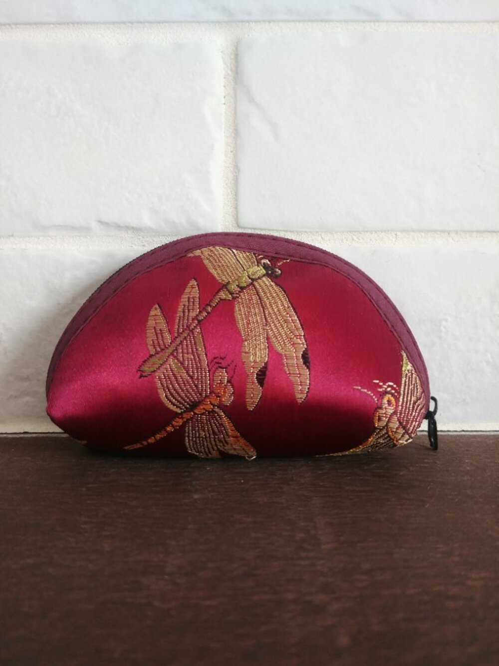 4/$20 Red silky satin dragonfly pouch coin purse